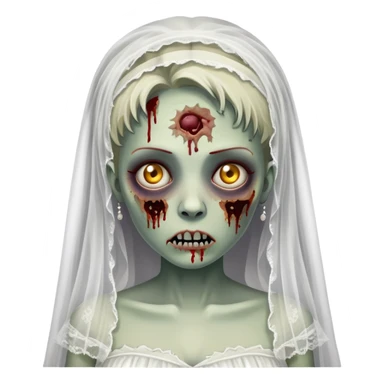 zombie bride with wedding veil and tattered white dress sticker