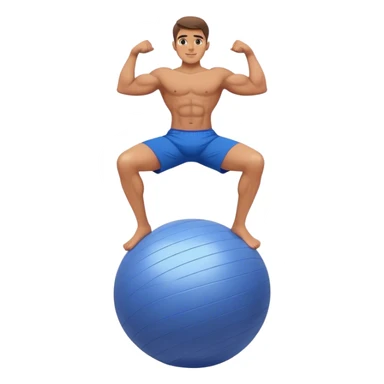 fit man with blue shorts stability ball balance sticker