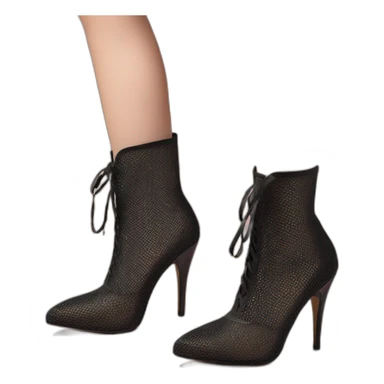 mesh high heels mid boot black sticker