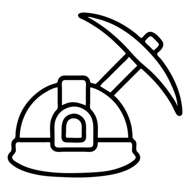 mining industry scene with a pickaxe and helmet sticker