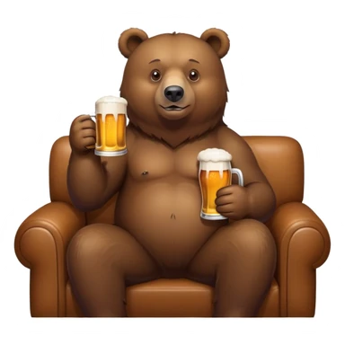 A bear is sitting on the couch and drinking beer. sticker