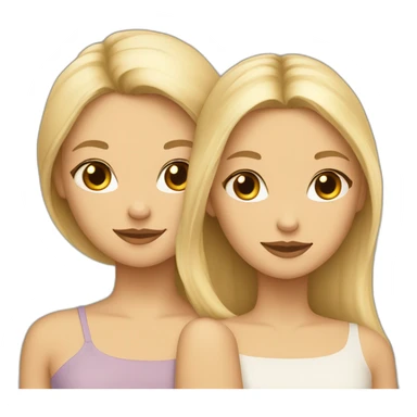deux filles une fille blonde et fille brune a la peau beige sticker