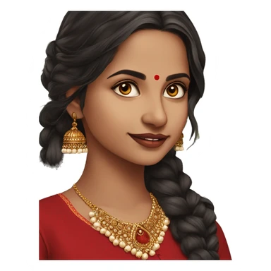 indian girl wearing full sleeve blood red kurti with jhumkas sticker