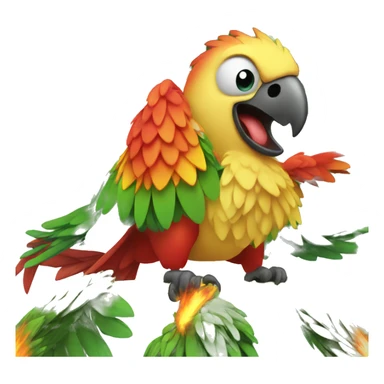 angry parrot screaming with fire on his head sticker