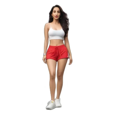Nora fatehi in red shorts sticker
