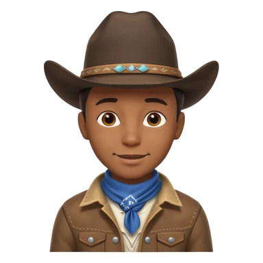 cute Black cowboy portrait, head and shoulders only, cowboy hat, bandana, western jacket collar, confident smile, 3D cartoon, mobile game icon style, clean background, no text, no watermark sticker