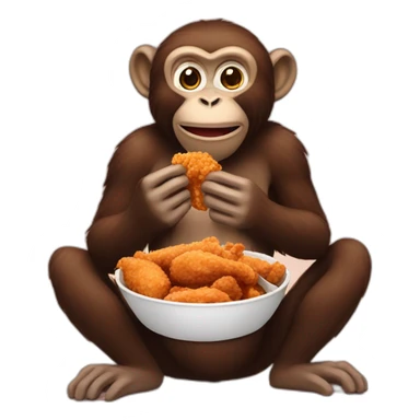 Monkey eating fried chicken sticker