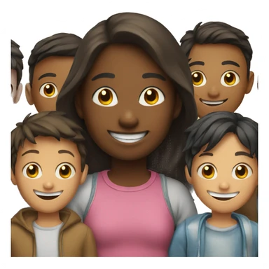 smiling girl with boys indoors sticker