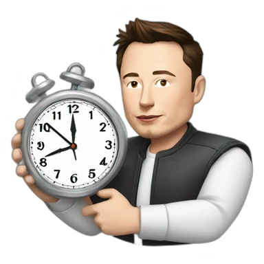 Elon musk holding a clock sticker