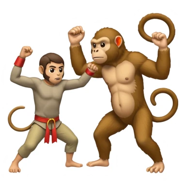 Man fighting a monkey in hand to hand combat  sticker