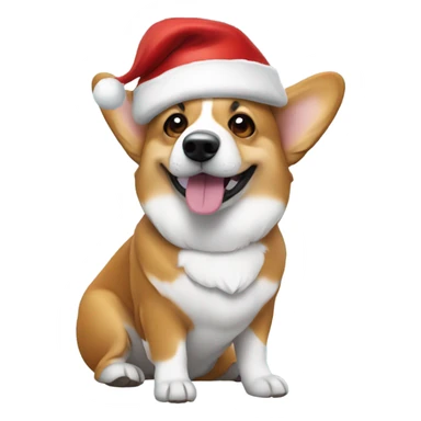 Corgi with Santa hat sticker