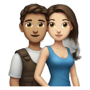 blue eyed brunette boy with a Bart with brown eyed brunette girl sticker