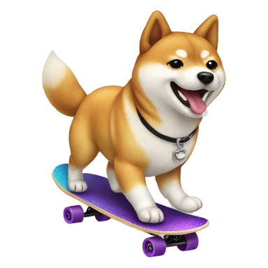 Shiba dog skateboarding  sticker
