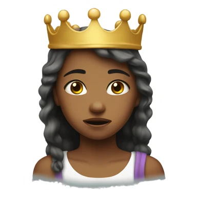 crying girl with crown on her head sticker