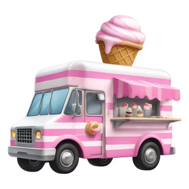 pink and white striped ice cream truck sticker