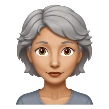 woman 50 years old, tanned skin, very short grey wavy wolf cut hair, brown eyes sticker