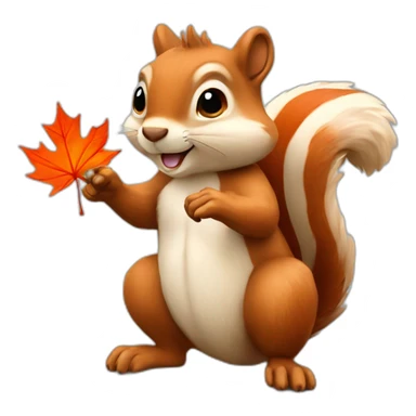 squirrel with a maple leaf in its paws sticker