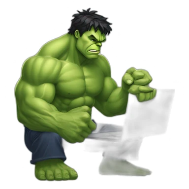 hulk with laptop in hand sticker