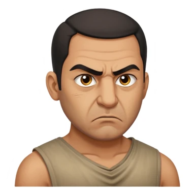 an angry Iraqi, in profile, chest-high sticker