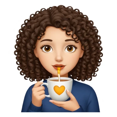 Latina brunette girl with curly hair sipping tea sticker