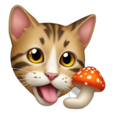 cat licking mushroom sticker