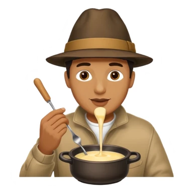 man eating fondue sticker