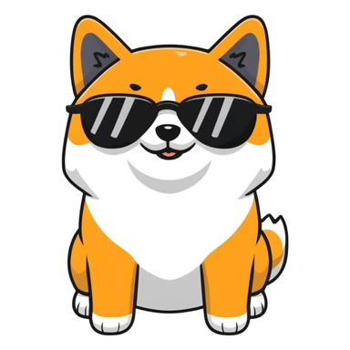 close-up of a Shiba Inu face wearing sunglasses sticker
