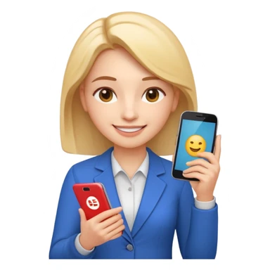 3D emoji style sticker, confident young woman, white background, smiling, holding a smartphone with IELTS result screen showing Overall 8.0, acceptance letter from a European university visible, calm confident energy, soft lighting, minimalistic, clean astrology emoji style sticker