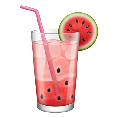 very light pink lemonade in glass with chunk of watermelon on rim no straw sticker