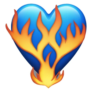Blue heart with fire iphone look  sticker