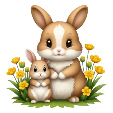 buttercup flowers and baby bunny  sticker