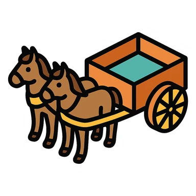 horses pulling a cart, isometric view sticker