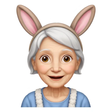 old woman with bunny ears sticker