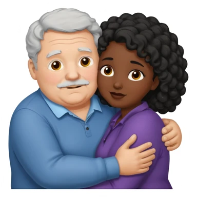  Old White  fat man no hiar hugging dack skin curly hair woman sticker