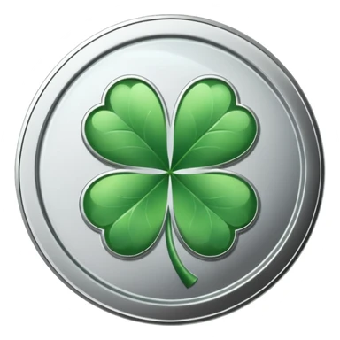 Silver coin clover sticker