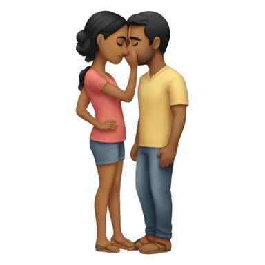 short Indian girlfriend kissing her caucasian husband sticker