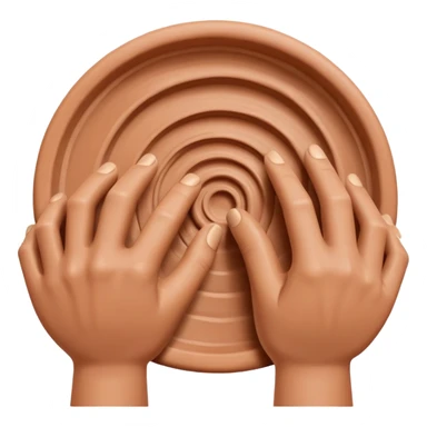 hands pressing sidewalls of clay with fingers and thumbs for shaping pottery sticker