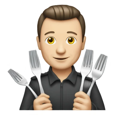 Oleg Lyashko with forks sticker