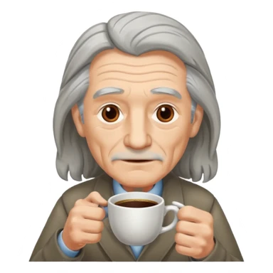 elderly with coffee men long hair sticker