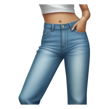 Realistic Wide Long leg high waisted light blue jeans, isolated sticker