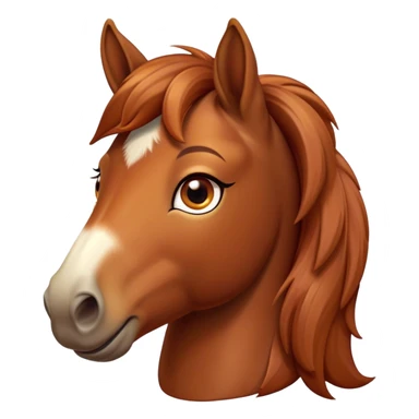 Cinematic Cute Chestnut Horse Portrait Emoji, Head tilted playfully and inquisitively, showcasing a glossy chestnut fur with a vibrant sheen and gentle, expressive amber eyes, Simplified yet irresistibly adorable features, highly detailed, glowing with a warm, friendly glow, high shine, affectionate and spirited, stylized with a touch of whimsy, bright and endearing, soft glowing outline, capturing the essence of a mischievous yet loving horse, so playful it feels like it could prance out of the screen and into your arms! sticker