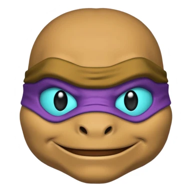 Donatello from Teenage Mutant Ninja Turtles, emoji style, head only, with a cyan hacking interface on the screen sticker