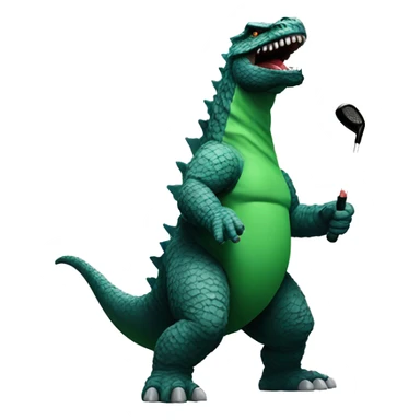 Godzilla swinging golf club sticker