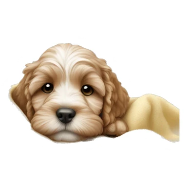 cockapoo puppy sleep in blanket sticker