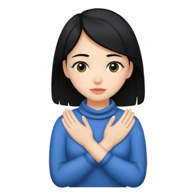 Girl with black hair holding hands around her neck  sticker