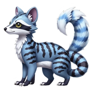 Colorful dark tropical exotic cute cool beautiful shiny beautiful fantasy-civet-genet-sergal-Protogen-vernid-Gryphon-Cacomistle-Trico-oncilla-animal-Fakémon-hybrid-fursona (full body) sticker