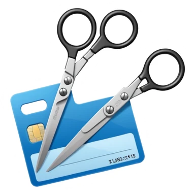 Floating black Scissors cutting in half an idf soldier ID card with a little chip in 2 parts sticker