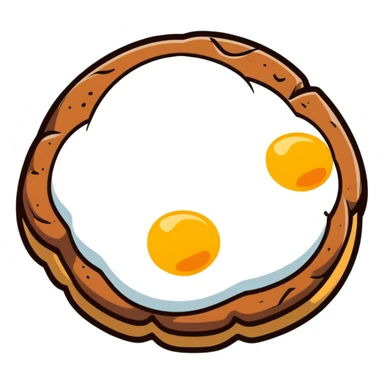 brown plain cookie with sunny side up egg on top sticker