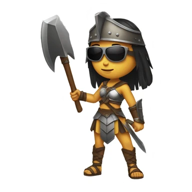 girl gladiator with sunglasses holding axe  sticker