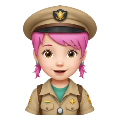 very small baby scout girl with pink hair and scout hat sticker